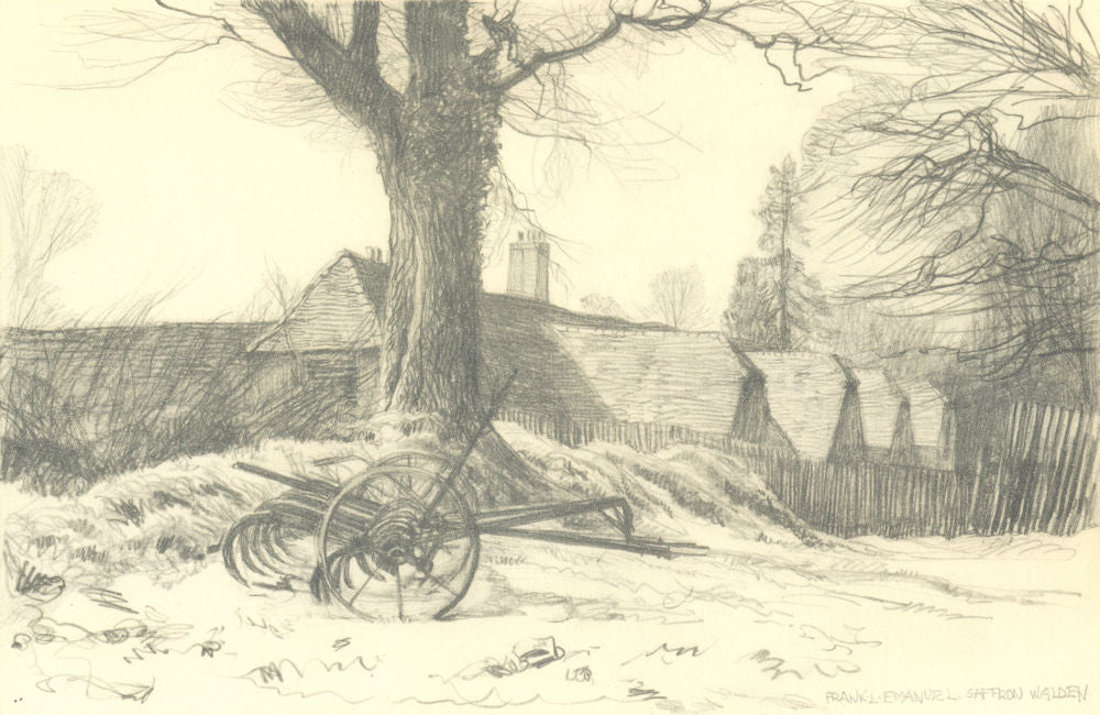 ESSEX. Barns near Saffron Walden. By Frank Emanuel 1947 old vintage print
